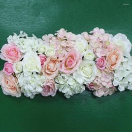 Decorative Flowers Artificial Silk Flower 2pcs 50cm Wedding Road Lead Hydrangea Peony Rose Arch Square Pavilion Corners Decor Flores