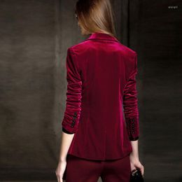 Women's Suits Arrival High Quality Chic Europe Women's Velvet Blazer Skinny Slim Fit Gold Short OL Jacket Blouses Plus Size