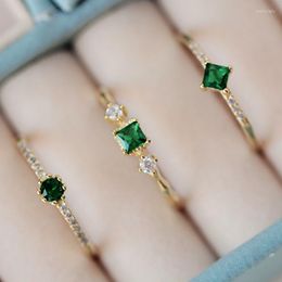 Wedding Rings 925 Sterling Silver Fashion Green Zircon Women Plating 14k Gold Simple Design Inlaid Emeralds Jewellery Accessories