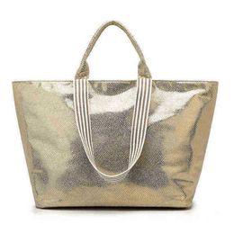 Snake Print Tote Striped Shopping Shoulder Bag Large Capacity Gold Ladies Shoulder 220511