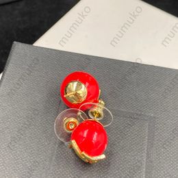 Luxury Red Pearl Golden Loop Ring Designer Jewellery Fashion Gold Letters Love Earrings Ball Rings Womens Stylish Earring Gift Y With Box Hot