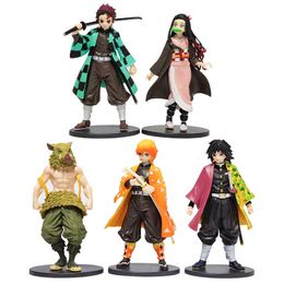 Action Toy Figures 6pcs/set Demon Slayer Kimetsu no Yaiba Nezuko Kyoujurou Tanjirou Inosuke Shinobu Zenitsu Action Figure Anime Figurine Toys T230105