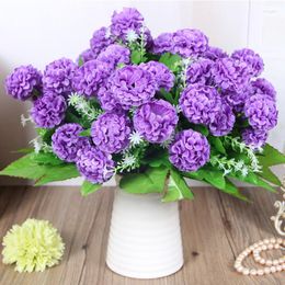 Decorative Flowers 1 Bouquet 8 Head Large Flower Artificial Hydrangea Chrysanthemum Ball Wedding Decoration Silk Fake DIY Home Table Decor