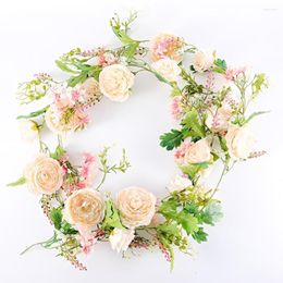 Decorative Flowers 2pc Artificial Rose Peony Vine Hanging Garland For Home Wedding Party Garden Arch Decor Table Center Decoration Wreath