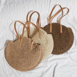 Evening Bags Summer Round Straw For Women 2023 Handmade Rattan Shoulder Bag Woven Wicker Beach Travel Tote Female Shopping