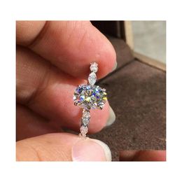 Wedding Rings Choucong Simple Fashion Jewellery Top Sell 925 Sterling Sier Oval Cut White Topaz Cz Diamond Gemstones Party Women Brida Dhpde