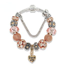 Charm Bracelets Explosive Gold Pendant Bracelet Large Hole Crystal Beaded Retro Hand Jewellery