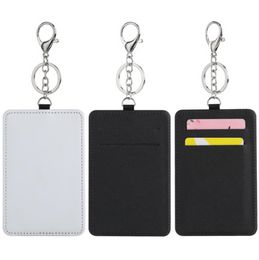 Party Favor Sublimation Card Holder PU Leather Blank Credit Cards Bag Case Heat Transfer Print DIY Holders With Keychain 0106