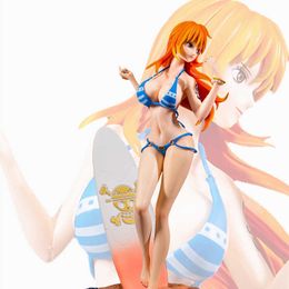 Action Toy Figures 33cm Anime One Piece Nami Figure Fashion Sexy Beach Surf Swimsuit Girl Action Figurine Pvc Model Collection Statue Doll Gift Toy T230105