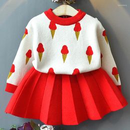 Clothing Sets Baby Girls Sweater Shirt Tutu Skirt Set Toddler Kids Knitted Clothes Christmas Suits For 1-4 Years Wear