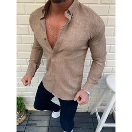 Men's Casual Shirts Fashion Mens Cotton Linen Long Sleeve Baggy Buttons Summer Solid Loose Holiday Oversize Blouse Male Tee Tops