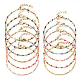 Link Bracelets 1PC 304 Stainless Steel Cuban Chain Multicolor Enamel For Women Gold Colour Chains Party Fashion Jewellery 17cm Long