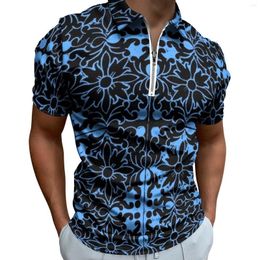 Men's Polos Retro Baroque Casual T-Shirts Spanish Flower Fantasy Polo Shirts Turn Down Collar Vintage Shirt Male Print Top Plus Size 4XL 5XL