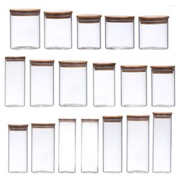 Storage Bottles Clear Glass Jar With Sealed Bamboo Lid Food Tank Kitchen Tool Stackable Candy Spice Rice