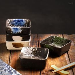 Plates 2pcs Japanese Ceramic Plate Square Sushi Snack Side Dish Deep Creative Pot Seasoning Dipping Commercial