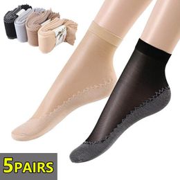 Women Socks & Hosiery Summer Soft Silk For Breathable Bottom Non-Slip Transparent Thin Ladies Sandals Short Sock Nylon Slippers