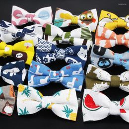 Bow Ties Men's Cool Linen Printed Love Striped Man Neck Bowtie UnionFlag Bowknot Gravatas Necktie Summer Bear Print Butterfly