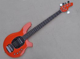 Orange 5 Strings Electric Bass Guitar with Black Pickguard Rosewood Fretboard