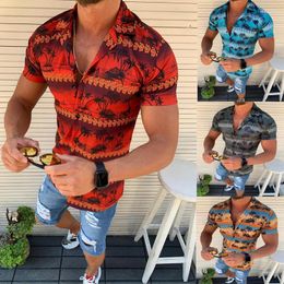 Men's Casual Shirts 3D For Men Short Sleeve Floral Print Shirt Summer Dress Camisa Button Lapels Collar Male Turn Down