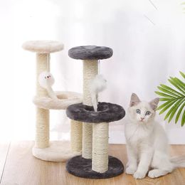 Cat Furniture Scratchers Toys Scratching Post Sisal Rope Scratcher 3Layers Tree for Kitten Grind Claw Climbing Frame Posts Pet F 230106