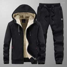 Men's Tracksuits Winter 2023 Warm Sets Men Fleece Thick Hooded Sweatshirt Sportswear Male Solid Colour Set Hoodies Pants 6XL 7XL 8XL