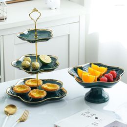 Plates European Ceramic Cake Stand Green Afternoon Tea Dessert Wedding Birthday Display Tray