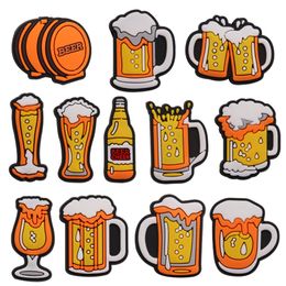 Wholesale 100Pcs PVC Drinks Beer Cheer Shoe Charms Man Woman Buckle Decorations For Bracelet Button Clog Adult Gift