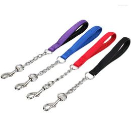 Dog Collars Leash Stainless Steel Short Leashs Chew Proof Leashes For Large Dogs Walking Traction Rope Nylon Chain Pet Products