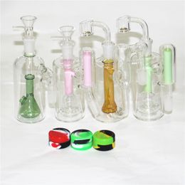 5.5 Inch Glass Ash Catcher 14mm male female with quartz banger Colorful 5ml Silicone Container Reclaimer Thick Pyrex Ashcatcher 90 45 degree for Water Bongs