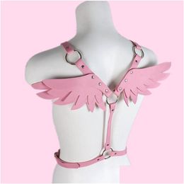 Belts Leather Harness Women Pink Waist Sword Belt Angel Wings Punk Gothic Clothes Rave Outfit Party Jewellery Gifts Kawaii Accessories Dhbdk
