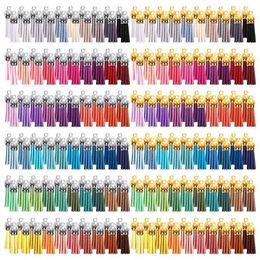Keychains 240 Pieces Keychain Tassels Bulk Leather Tassel Pendants Random Colour For Craft And DIY Projects