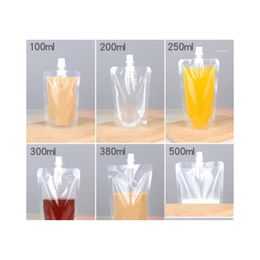 Gift Wrap 100Pcs 100Ml500Ml Stand Up Packaging Bags Drink Spout Storage Pouch For Beverage Drinks Liquid Juice Milk Coffee11 Drop De Dhcgg