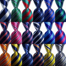 Bow Ties Fashion Striped Tie Men's 9cm Silk Necktie Set Blue Gold Yellow Rose JACQUARD WOVEN