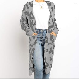 Women's Knits Khaki Sweater Cardigan Long Leopard Fashion 2023 Women Coat Women'S Sleeve Autumn Winter Sweaters