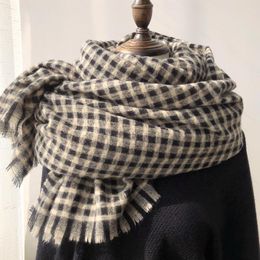 Scarves Japanese Literature And Art Small Plaid Scarf Female Winter Long Classic Black White Warm Wild Student Korean Version