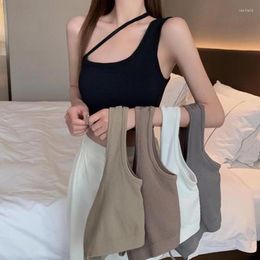 Yoga Outfit Sexy Tank Top Women's Camisole Sport Tube Summer Solid Colour Comfort Padded Crop Tops Halter Off Shoulder Ladies Vest