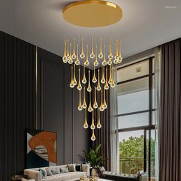 Pendant Lamps Chandelier For Living Room Lighting Dining Ceiling Stair Modern Duplex Attic Suspension Crystal