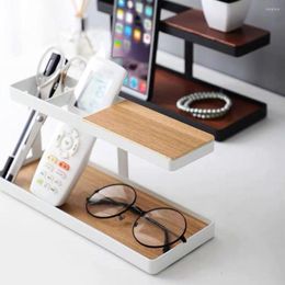 Hooks Universal Desk Phone Holder Stand Storage Shelf Office Desktop Organiser Remote Control Box Cosmetics Shelves