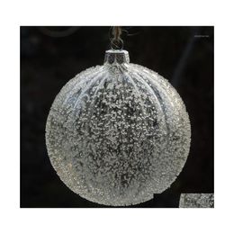 Christmas Decorations Diameteris6Cm Striped Glass Ball Transparent Globe With Chips Tree Pendant Ornament Ball1 Drop Delivery Home G Dhron