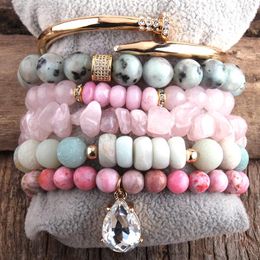 Strand MD Fashion Boho Beaded Bangle Bracelets Set 6pc Stack Bracelet For Natural Stone And Crystal Bohemian Jewellery DropShip