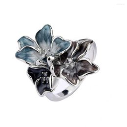 Wedding Rings Engagement Ring Electroplating Party Blooming Flower Decor Vintage