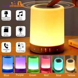 USB Rechargeable Touching Control Bedside Light Dimmable Table Lamp Warm White & RGB Night Light for Living Room Bedrooms Office