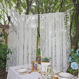 Curtain 1Pc Lace Gauze Window Jacquard French Korean American Pastoral White Curtains Bay Bedroom Door