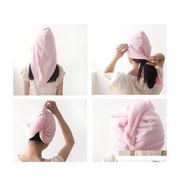 Towel Women Bathroom Hair Dry Hat Super Absorbent Quickdrying Superfine Fibre Bath Cap Salon 62X21Cm Dbc Dh0684 Drop Delivery Home G Dhif7