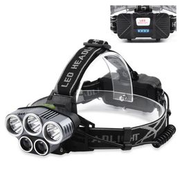 5 LED Headlamp XML 3 T6 2 Retex 6 Modes USB Charge LED Headlight 15000 Lumens 18650 Battery LED Head Lamp for Fishing Camping