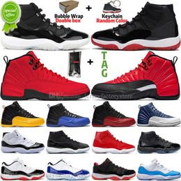 TOP OG 11 11s 25th Anniversary Bred Low Blue Concord 45 Space Jam Mens Basketball Shoes 12 12s Indigo Reverse Flu Game Royal FIBA CNY Taxi