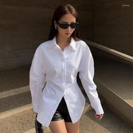 Women's Blouses White Slim Women Shirts Summer Design Long-Sleeved Elegant Office Lady Outwear Coats Tops