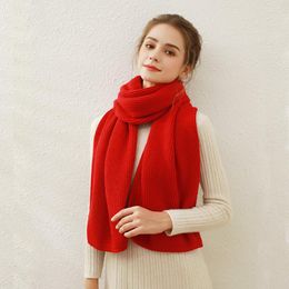 Scarves 2023 Rib Knit Scarf Solid Colour For Women Autumn Winter Manufacturer Red Annual Students