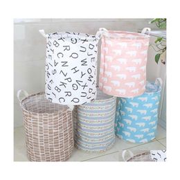 Storage Baskets 15 Styles Pattern Ins Clothing Organization Canvas Laundry Bag Bins Kids Room Toys Bags Bucket Vt0273 Drop Delivery Dhuvq