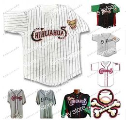 College Baseball Wears Mens El Paso Chihuahuas Jersey Home Road Baseball Jerseys Custom Double Stitched Name and Number White Grey Shirts